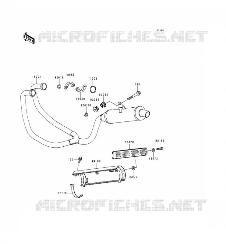 &Eacute;CHAPPEMENT Kawasaki MOTOS 500 2000 KLE500  KLE500-A10