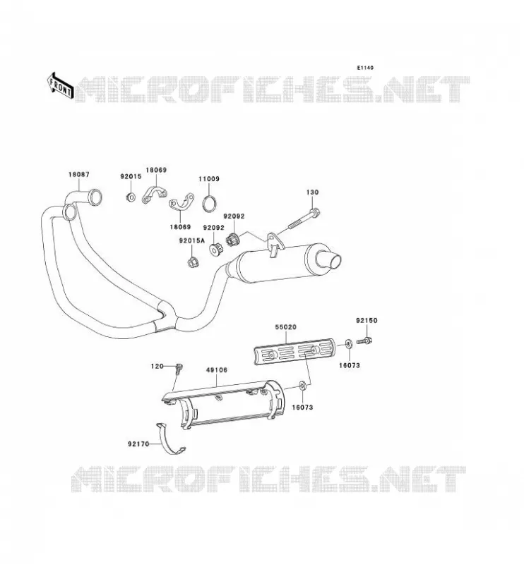 &Eacute;CHAPPEMENT Kawasaki MOTOS 500 2003 KLE500  KLE500-A13