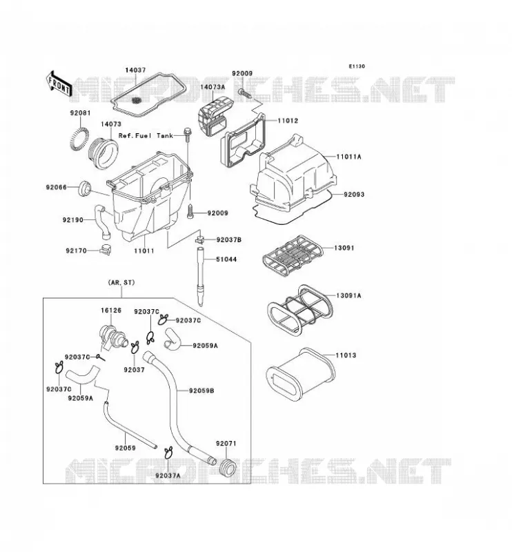 FILTRE A AIR Kawasaki MOTOS 500 1992 KLE500  KLE500-A2