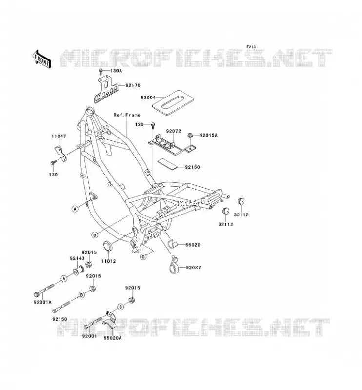 PIECE DE CADRE (COUVERTURE) Kawasaki MOTOS 500 1994 KLE500  KLE500-A4