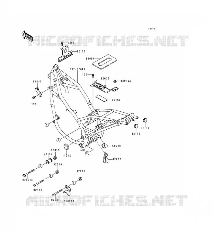 PIECE DE CADRE (COUVERTURE) Kawasaki MOTOS 500 1995 KLE500  KLE500-A5