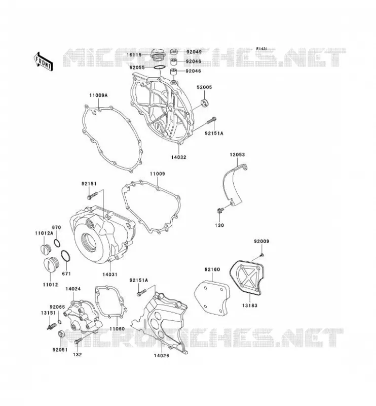 COUVERCLES MOTEUR Kawasaki MOTOS 500 2005 KLE500  KLE500-B1P