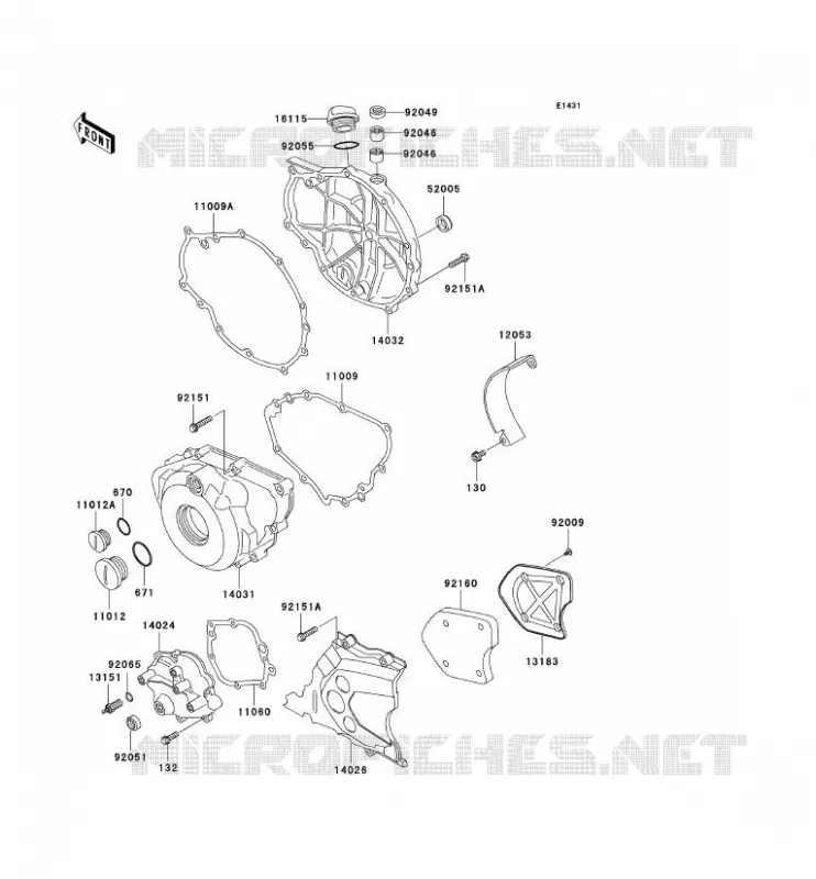 COUVERCLES MOTEUR Kawasaki MOTOS 500 2005 KLE500  KLE500-B1P