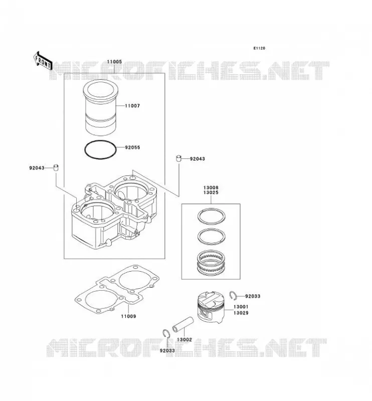 CYLINDRE/PISTON Kawasaki MOTOS 500 2005 KLE500  KLE500-B1P