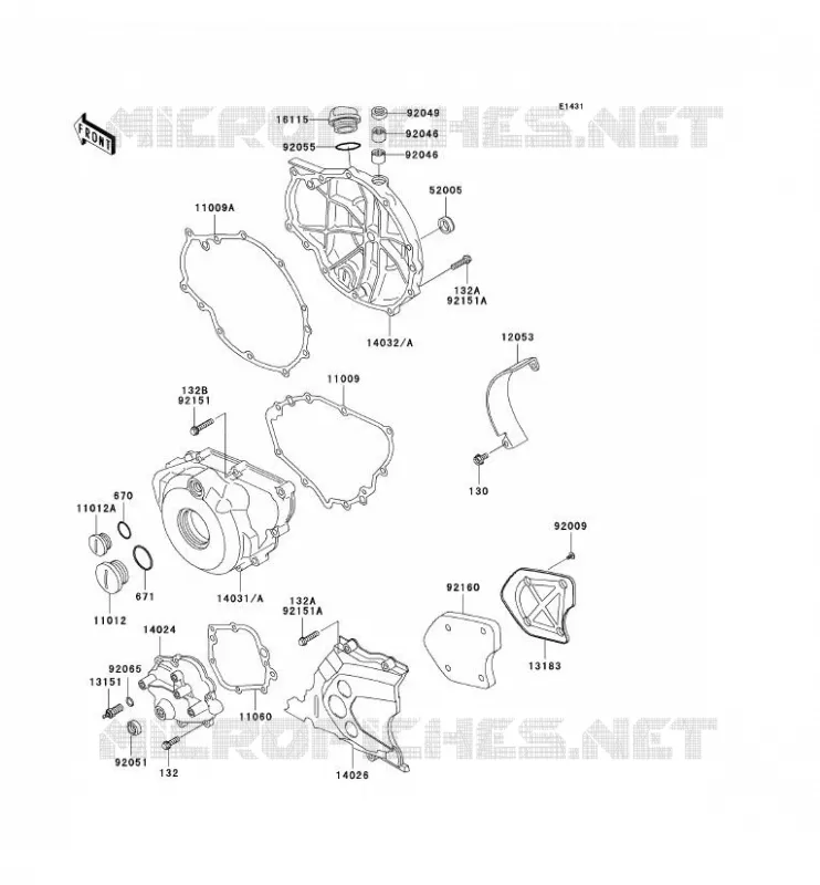COUVERCLES MOTEUR Kawasaki MOTOS 500 2006 KLE500  KLE500B6F
