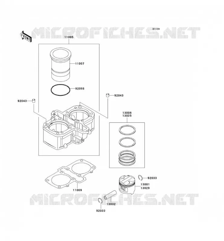 CYLINDRE/PISTON Kawasaki MOTOS 500 2006 KLE500  KLE500B6F