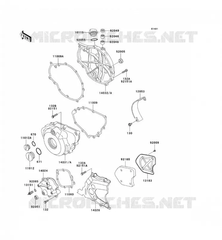 COUVERCLES MOTEUR Kawasaki MOTOS 500 2007 KLE500  KLE500B7F