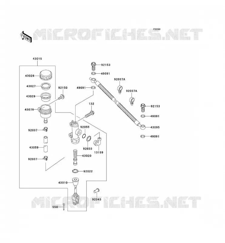 MAITRE CYLINDRE ARRI&Egrave;RE Kawasaki MOTOS 500 2007 KLE500  KLE500B7F