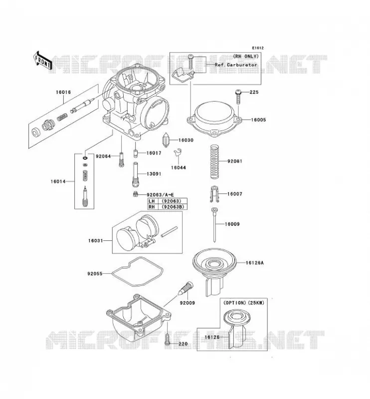 PI&Egrave;CES DE CARBURATEUR Kawasaki MOTOS 500 2007 KLE500  KLE500B7F
