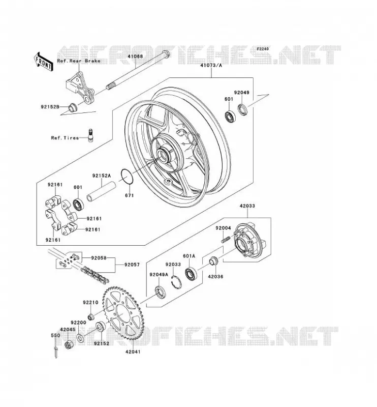 MOYEU ARRIERE Kawasaki MOTOS 650 2007 VERSYS 650  KLE650A7F