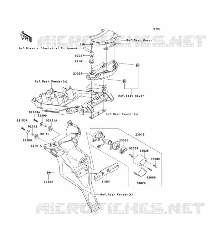 FEUX ARRI&Egrave;RE(S) Kawasaki MOTOS 650 2008 VERSYS 650  KLE650A8F