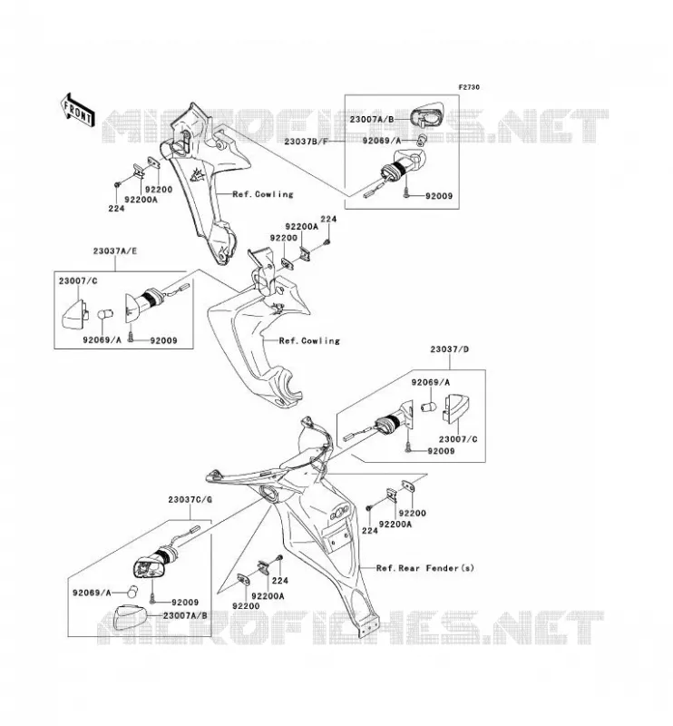 CLIGNOTANTS Kawasaki MOTOS 650 2008 VERSYS 650  KLE650A8F