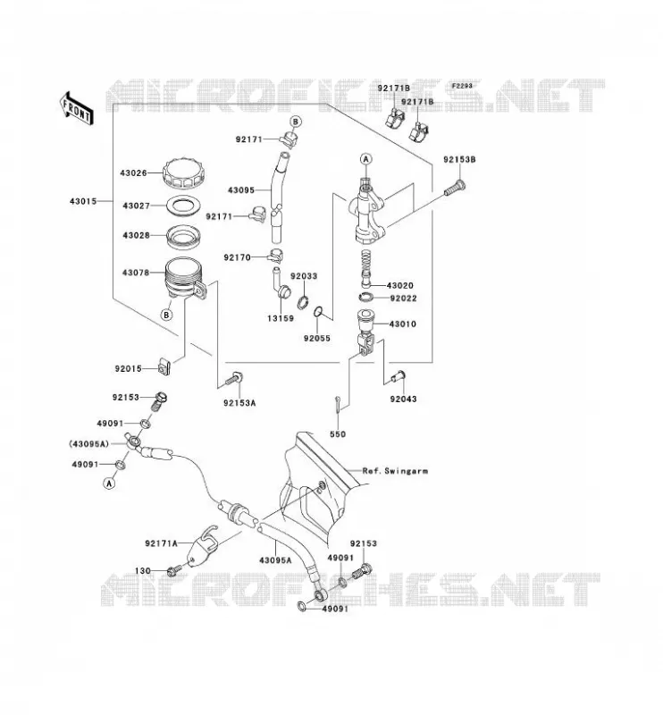 MAITRE CYLINDRE ARRI&Egrave;RE Kawasaki MOTOS 650 2008 VERSYS 650  KLE650A8F
