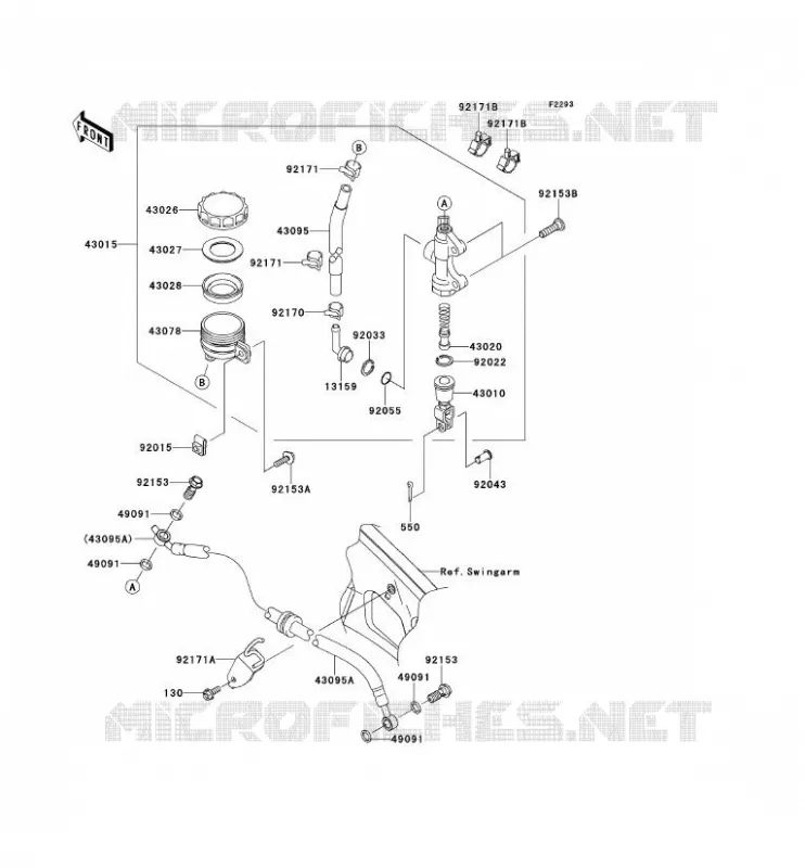 MAITRE CYLINDRE ARRI&Egrave;RE Kawasaki MOTOS 650 2009 VERSYS 650  KLE650A9F