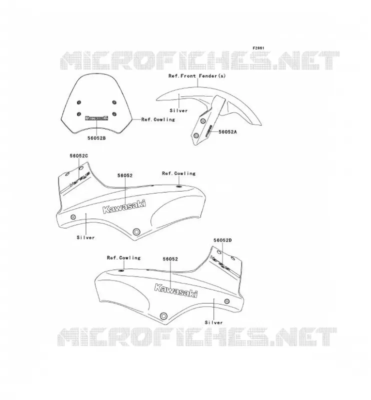 DECALS(SILVER) Kawasaki MOTOS 650 2007 VERSYS 650  KLE650B7F