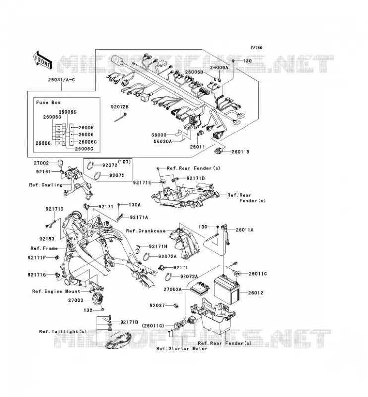 CHASSIS EQUIPMENT ELECTRIQUE Kawasaki MOTOS 650 2007 VERSYS 650  KLE650B7F