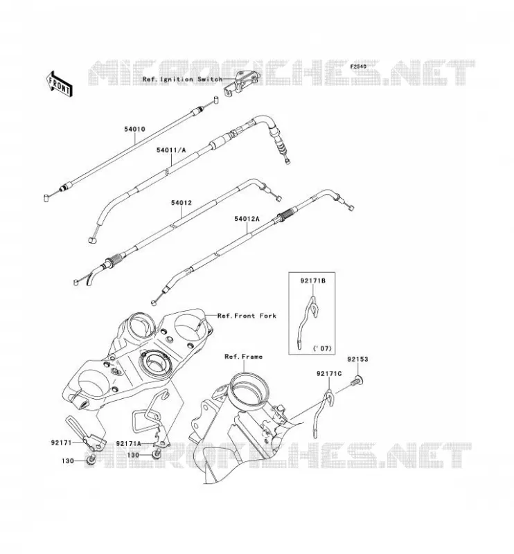 CABLES Kawasaki MOTOS 650 2008 VERSYS 650  KLE650B8F