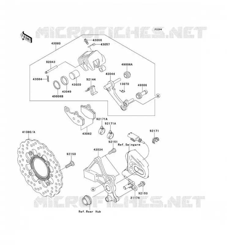 FREIN ARRIERE Kawasaki MOTOS 650 2008 VERSYS 650  KLE650B8F