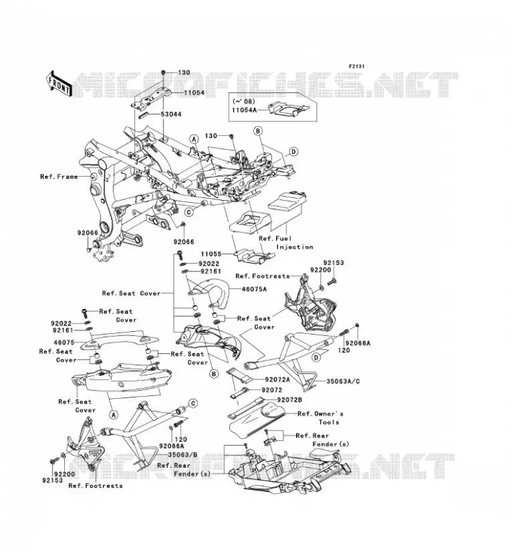 PIECE DE CADRE (COUVERTURE) Kawasaki MOTOS 650 2009 VERSYS 650  KLE650B9F