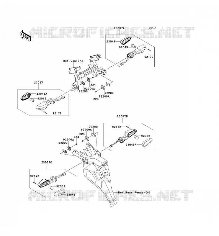 CLIGNOTANTS Kawasaki MOTOS 650 2010 VERSYS 650  KLE650CAF