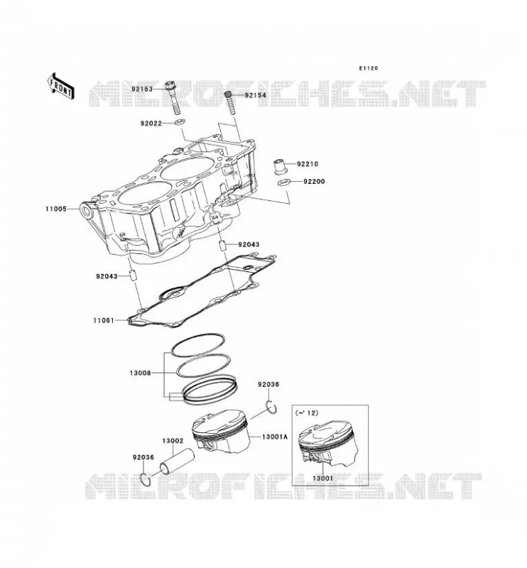 CYLINDRE/PISTON Kawasaki MOTOS 650 2012 VERSYS 650  KLE650CCF