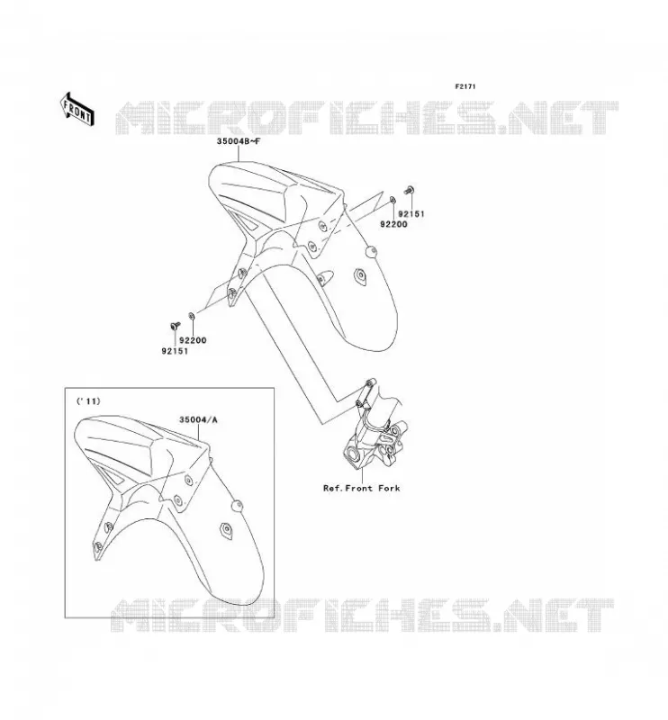 GARDE BOUE AVANT Kawasaki MOTOS 650 2012 VERSYS 650  KLE650CCF