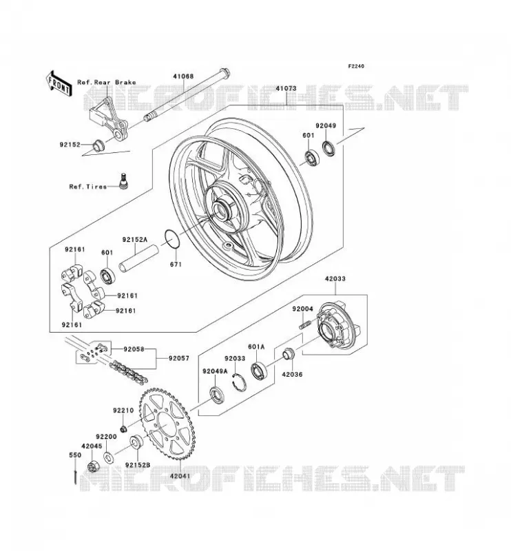 MOYEU ARRIERE Kawasaki MOTOS 650 2012 VERSYS 650  KLE650CCF