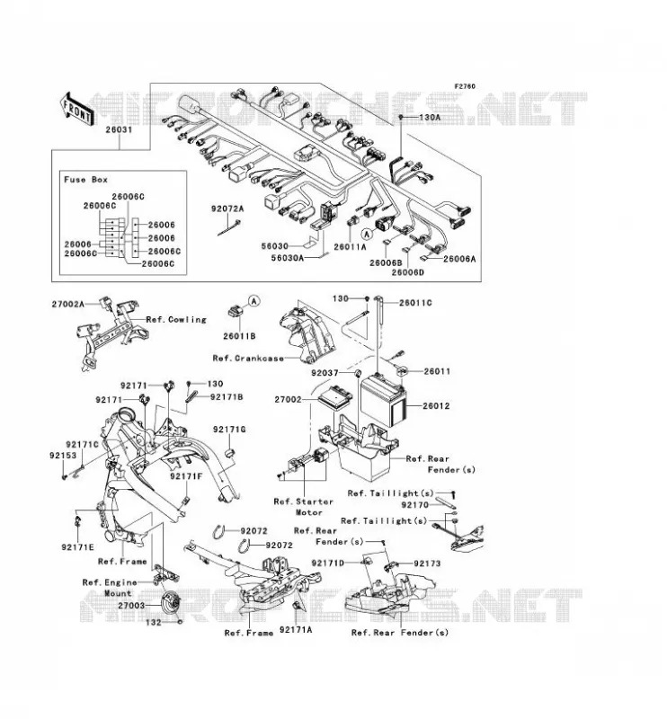 CHASSIS EQUIPMENT ELECTRIQUE Kawasaki MOTOS 650 2010 VERSYS 650 ABS  KLE650DAF