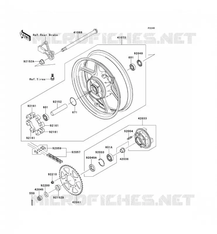 MOYEU ARRIERE Kawasaki MOTOS 650 2010 VERSYS 650 ABS  KLE650DAF