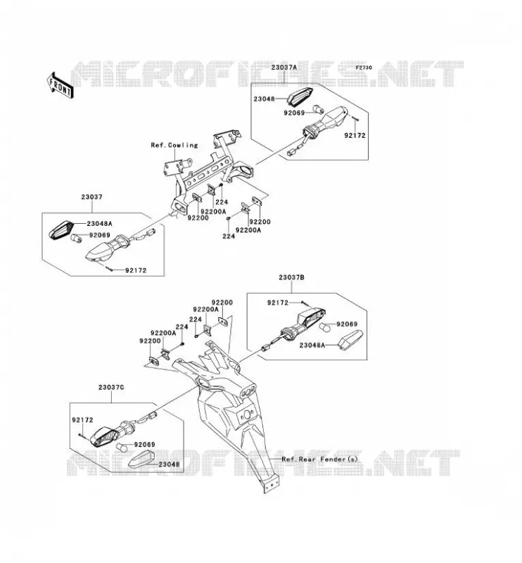 CLIGNOTANTS Kawasaki MOTOS 650 2010 VERSYS 650 ABS  KLE650DAF