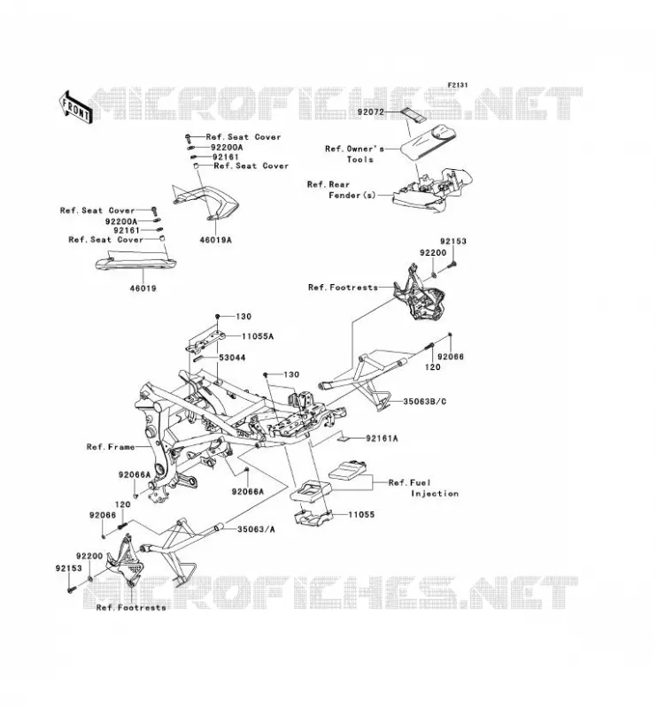 PIECE DE CADRE (COUVERTURE) Kawasaki MOTOS 650 2011 VERSYS 650 ABS  KLE650DBF