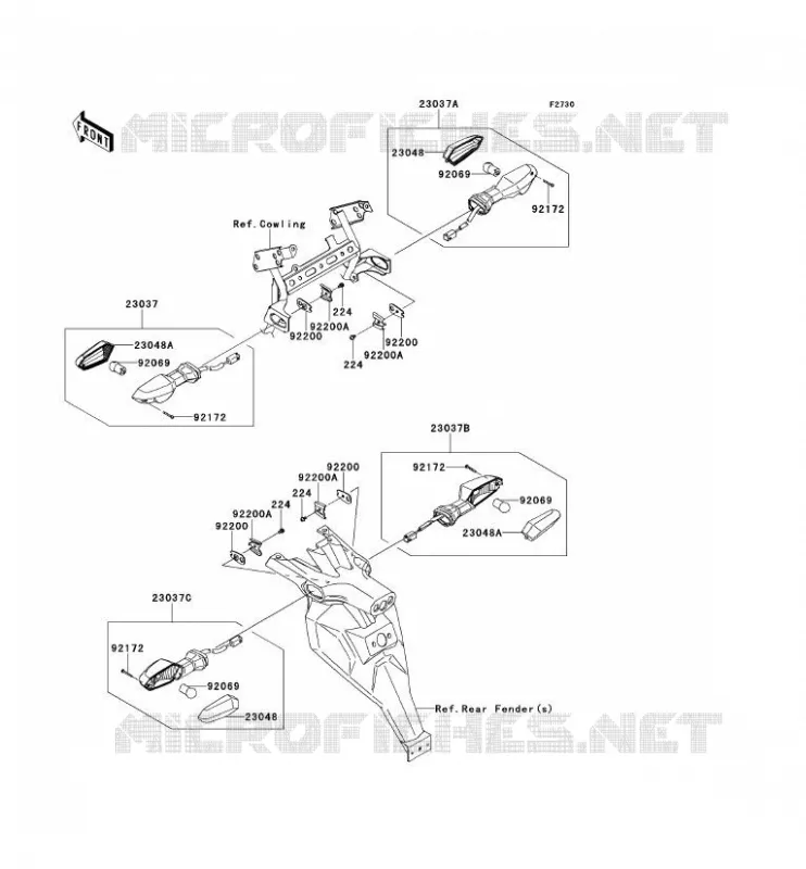 CLIGNOTANTS Kawasaki MOTOS 650 2014 VERSYS 650 ABS  KLE650DEF