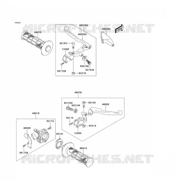 POIGNEE GUIDON Kawasaki TOUT-TERRAIN 125 2006 KLX125  KLX125A6F