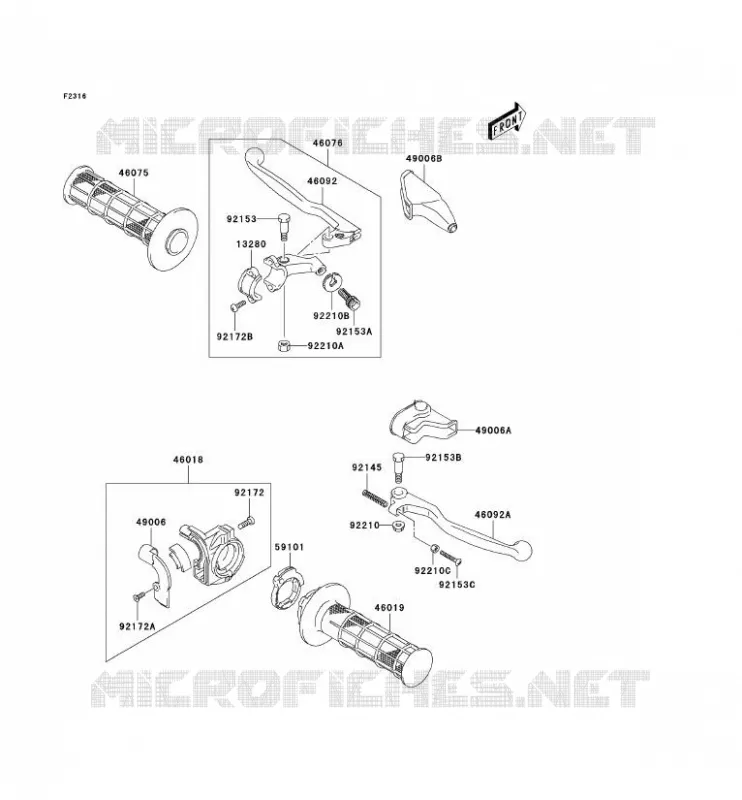 POIGNEE GUIDON Kawasaki TOUT-TERRAIN 125 2004 KLX125L  KLX125-B2