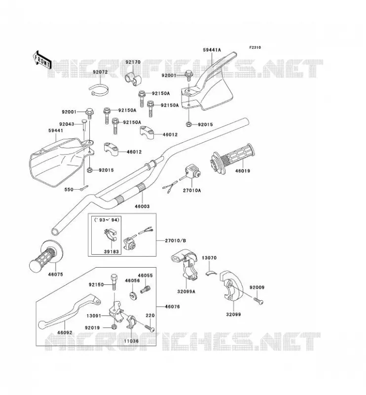 GUIDON Kawasaki TOUT-TERRAIN 250 1993 KLX250R  KLX250-D1