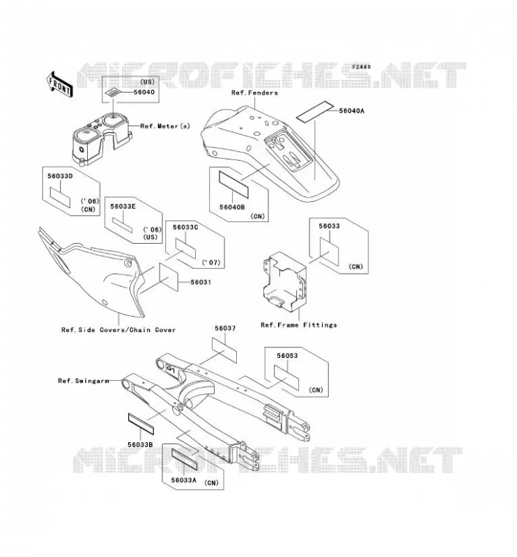 LABEL Kawasaki TOUT-TERRAIN 250 2006 KLX250  KLX250H6F