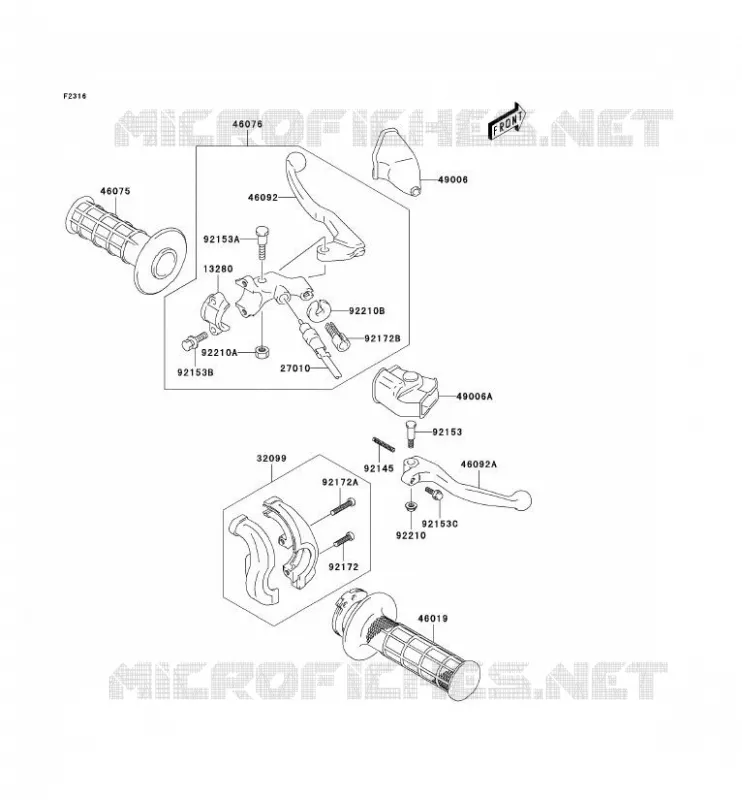 POIGNEE GUIDON Kawasaki TOUT-TERRAIN 400 2003 KLX400R  KLX400-B1