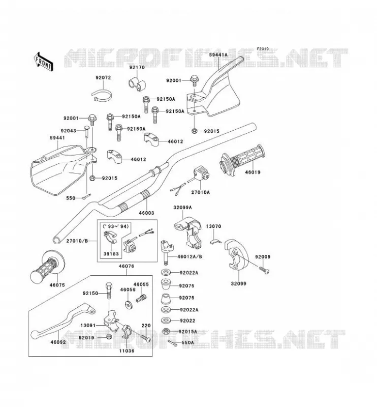 GUIDON Kawasaki TOUT-TERRAIN 650 1995 KLX650R  KLX650-A3