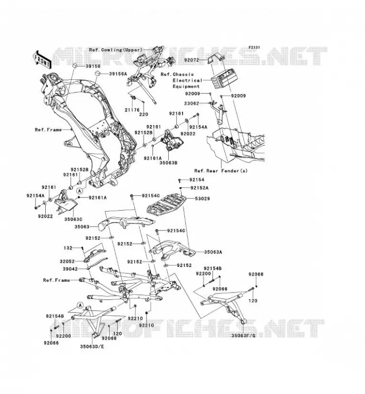 PIECE DE CADRE (COUVERTURE) Kawasaki MOTOS 1000 2012 VERSYS 1000  KLZ1000ACF