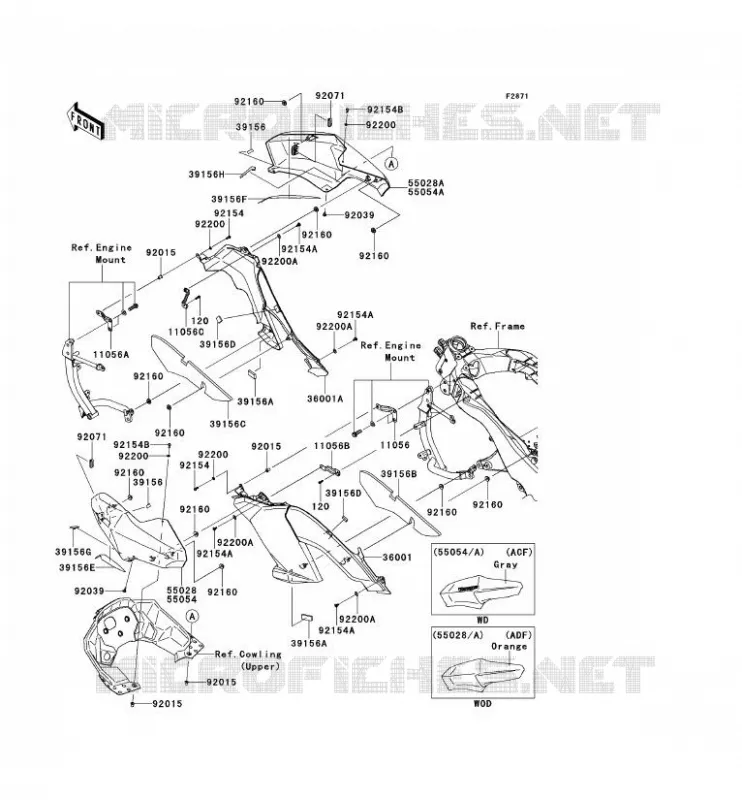CARENAGE(CENTRALE) Kawasaki MOTOS 1000 2013 VERSYS 1000  KLZ1000ADF