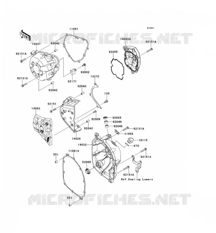 COUVERCLES MOTEUR Kawasaki MOTOS 1000 2013 VERSYS 1000  KLZ1000ADF