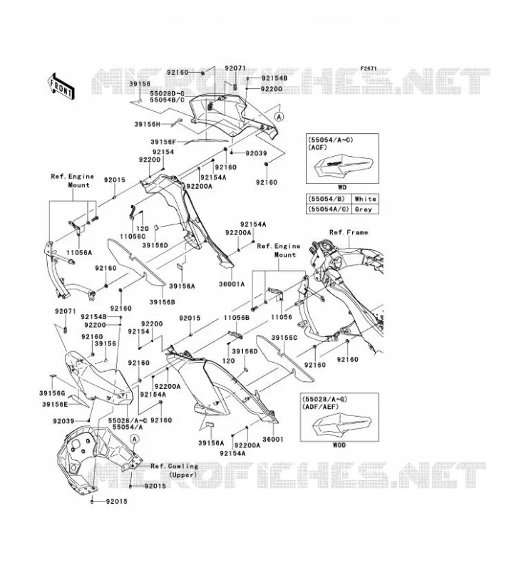 CARENAGE(CENTRALE) Kawasaki MOTOS 1000 2014 VERSYS 1000  KLZ1000AEF