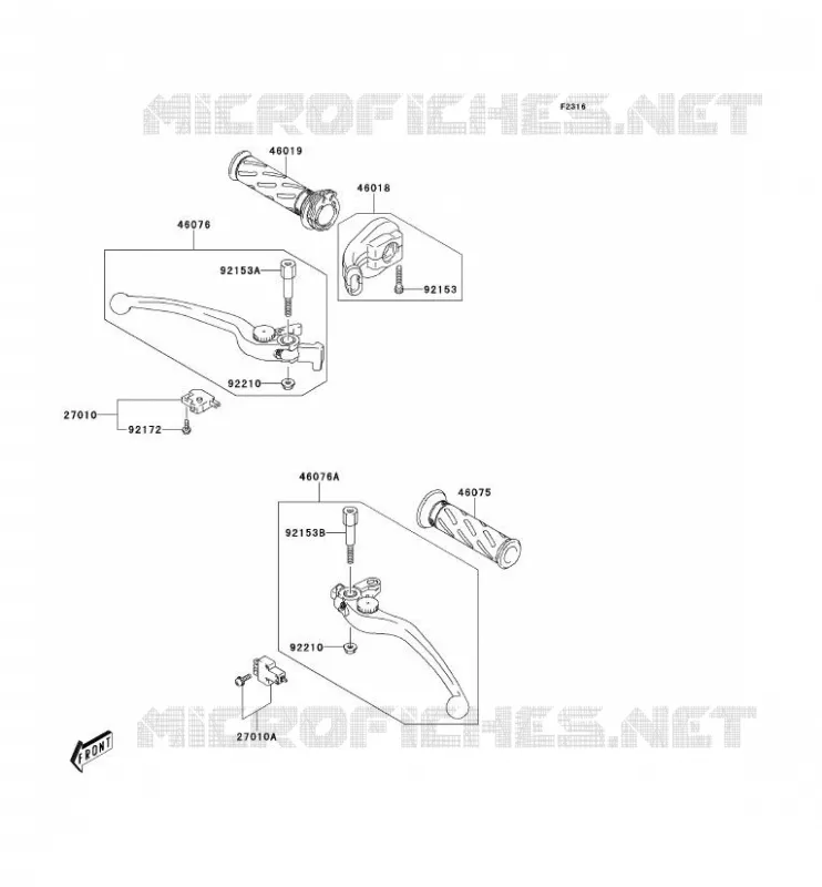 POIGNEE GUIDON Kawasaki MOTOS 1000 2005 KLV1000  LV1000-A2H