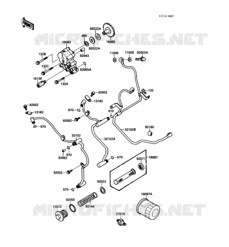 POMPE A HUILE/FILTRE &Agrave; HUILE Kawasaki MOTOS 1500 1988 VN-15SE  VN1500-B2