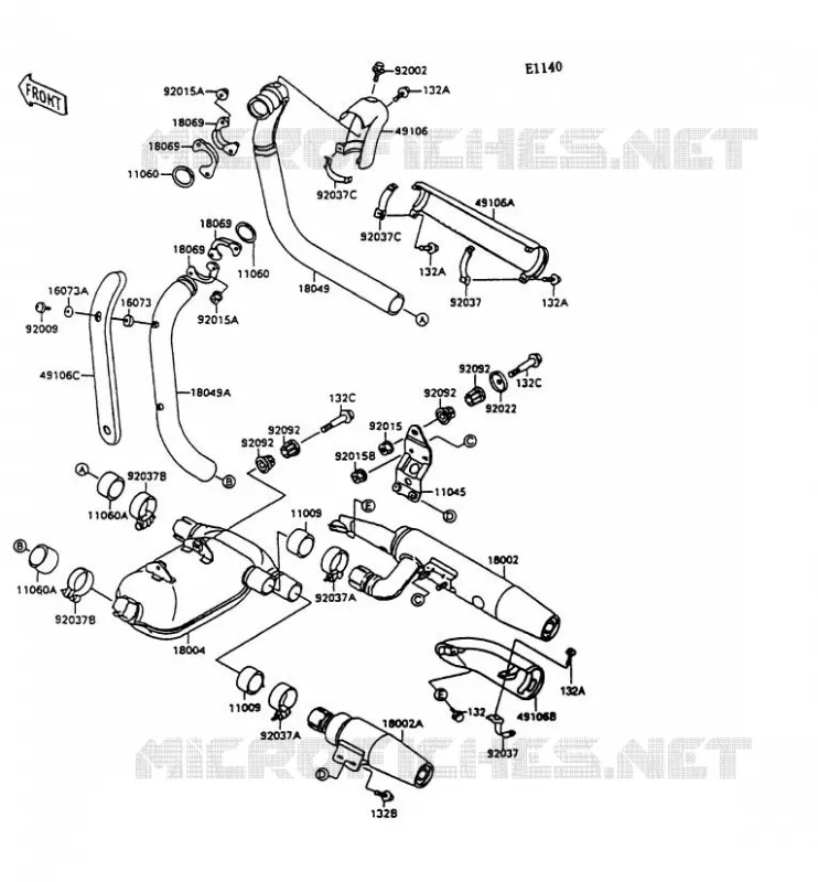 &Eacute;CHAPPEMENT Kawasaki MOTOS 1500 1996 VN-15  VN1500-C3