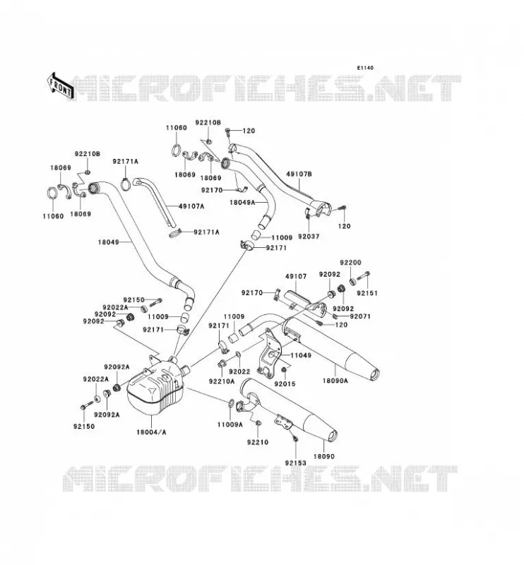 &Eacute;CHAPPEMENT Kawasaki MOTOS 1500 2001 VN1500 CLASSIC  VN1500-E4
