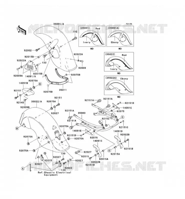 GARDE BOUE Kawasaki MOTOS 1500 2001 VN1500 DRIFTER  VN1500-R1