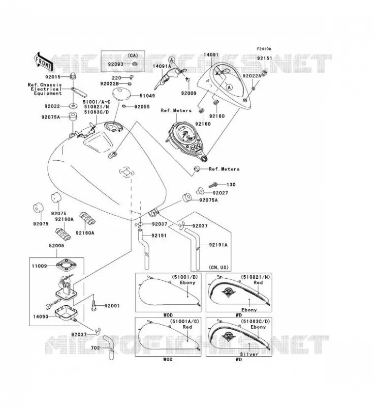 RESERVOIR CARBURANT Kawasaki MOTOS 1500 2002 VN1500 DRIFTER  VN1500-R2