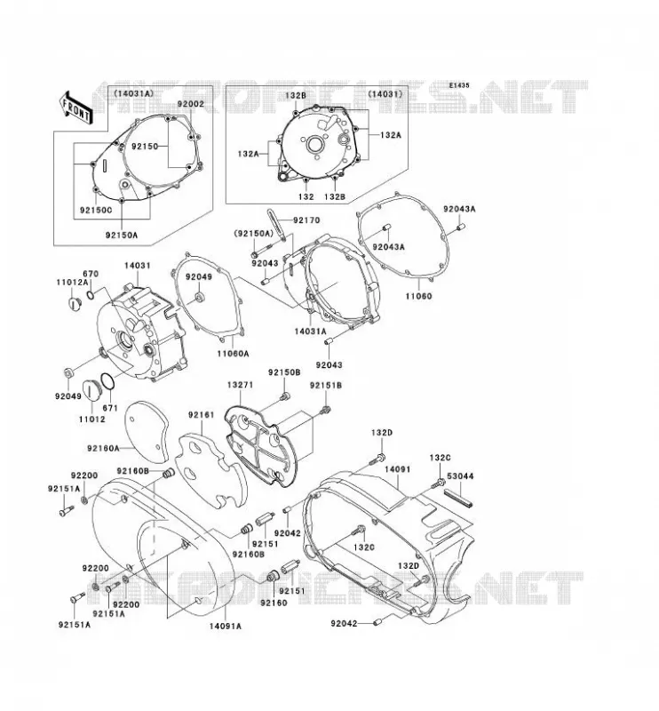CARTER MOTEUR GAUCHE Kawasaki MOTOS 1500 2002 VN1500 DRIFTER  VN1500-R2H