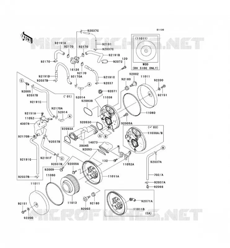FILTRE A AIR Kawasaki MOTOS 1500 2003 VN1500 DRIFTER  VN1500-R3